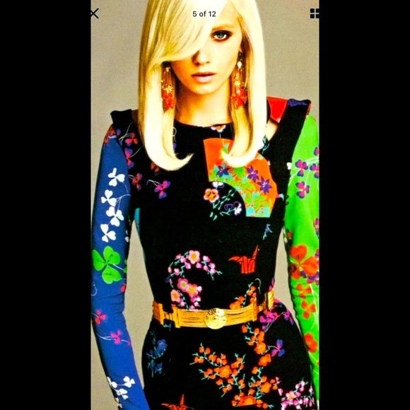 NWT- VERSACE STAMPA FLORAL SILK MINI DRESS - Picture 1 of 15